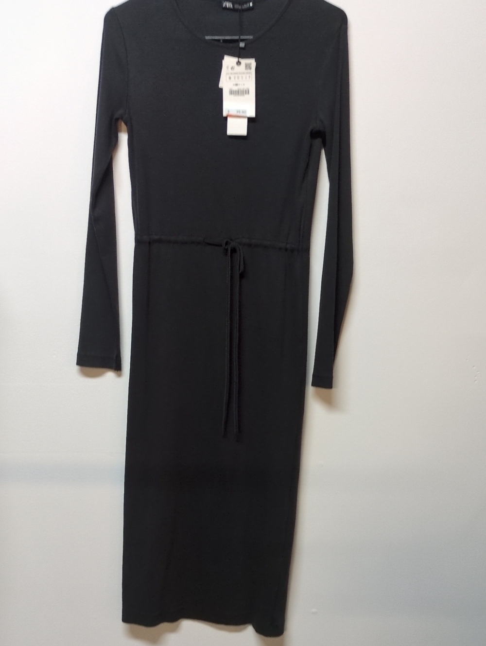 NEW Zara Dress Washed Grey Midi Long Sleeve Size Small